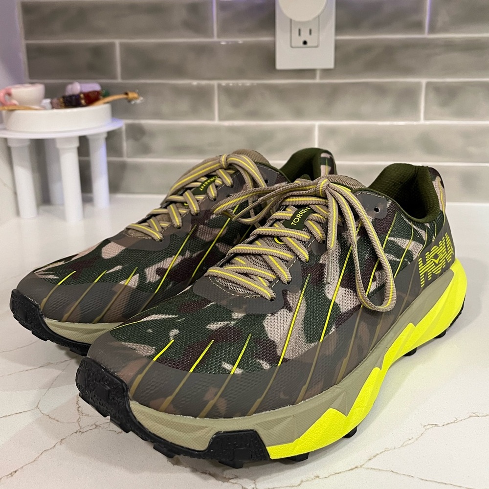 Hoka X Xterra Torrent Running Shoes. Men’s Size 9.5 Color Xterra Green Camo.